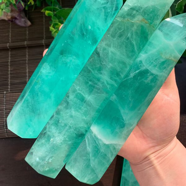 Light Green Fluorite Tower Big Crystal Point Free Shipping