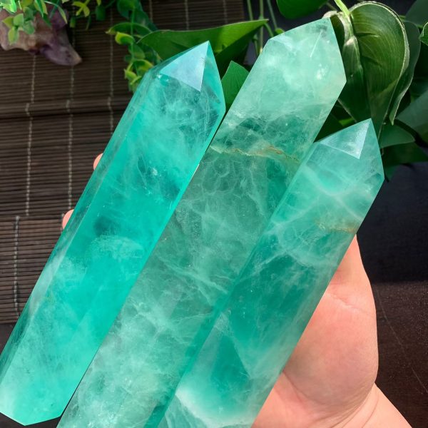 Light Green Fluorite Tower Big Crystal Point Free Shipping