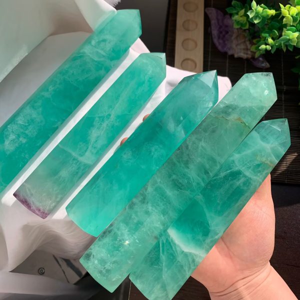Light Green Fluorite Tower Big Crystal Point Free Shipping