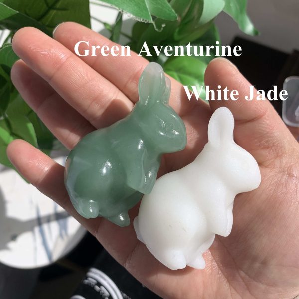 Crystal Bunny Carving Gemstone Rabbit 60mm Free Shipping