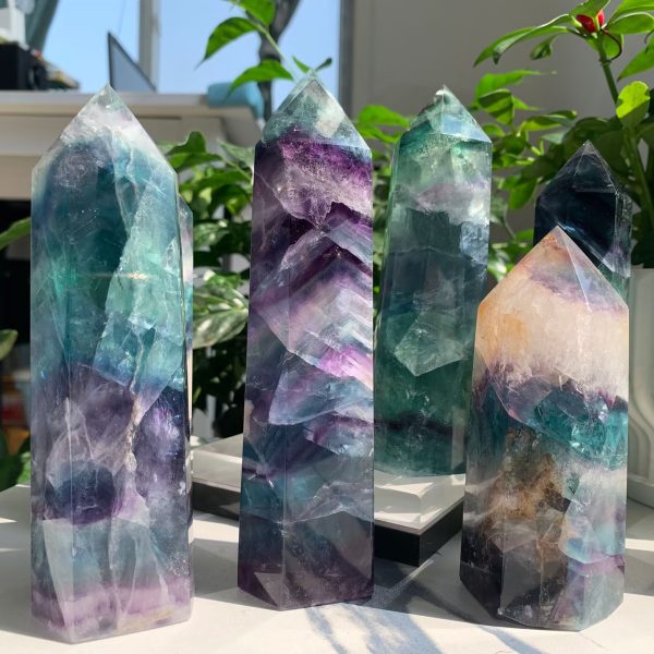 Colorful Fluorite Tower With Rainbow Crystal Point Free Shipping