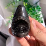 Crystal Shark Head Silver Obsidian Shark Skull 47mm Free Shipping