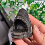 Crystal Shark Head Silver Obsidian Shark Skull 47mm Free Shipping