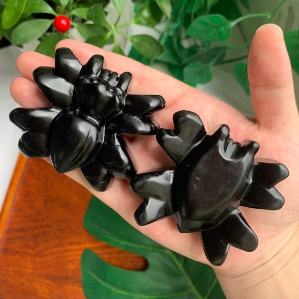 Obsidian Spider Carving Crystal Animal 2.5inch Free Shipping