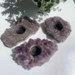 Amethyst Candle Holder Natural Crystal - Wholesale Bulk for Healing & Home Decor