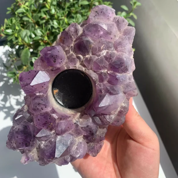 Amethyst Candle Holder Natural Crystal - Wholesale Bulk for Healing & Home Decor