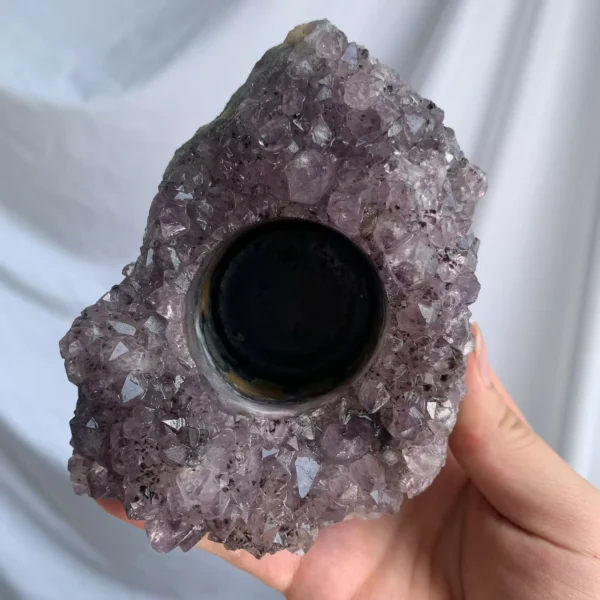 Amethyst Candle Holder Natural Crystal - Wholesale Bulk for Healing & Home Decor