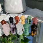 Lying Down Crystal Dog Statue Crystal Animal Puppy Figurine for Home & Healing