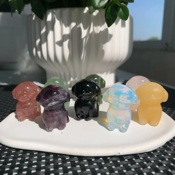 Sitting Crystal Dog Statue Crystal Animal Figurine for Home & Healing