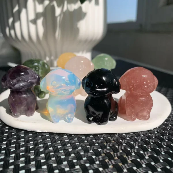 Sitting Crystal Dog Statue Crystal Animal Figurine for Home & Healing