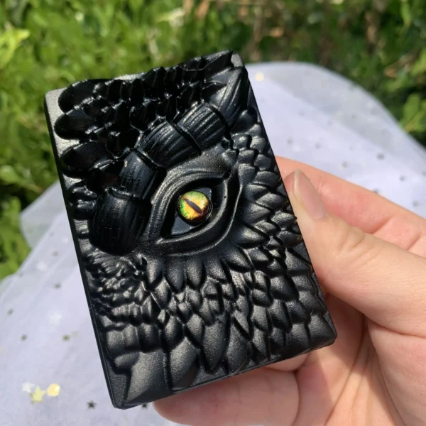 Obsidian Magic Book with Dragon Eye Spiritual Grimoire & Energy Tool Free Shipping