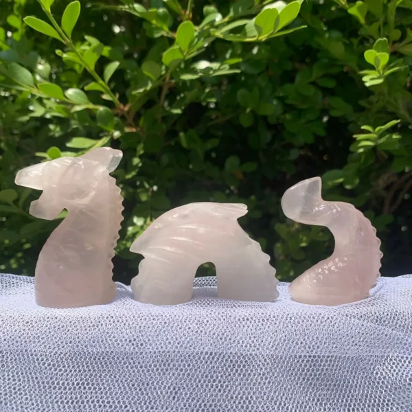 Rose Quartz Dragon Crystal Animal 3 Parts Wholesale Pink Crystal Love Dragon for Heart Chakra Healing