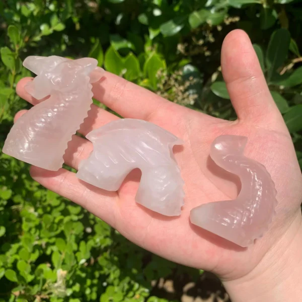 Rose Quartz Dragon 3 Parts Carving (10)