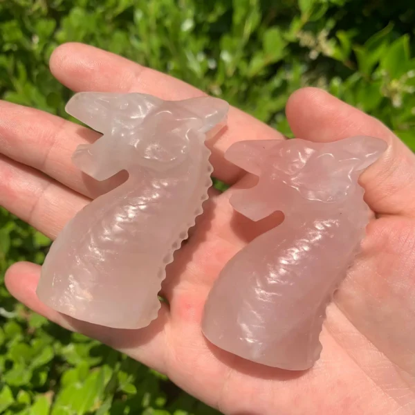Rose Quartz Dragon Crystal Animal 3 Parts Wholesale Pink Crystal Love Dragon for Heart Chakra Healing