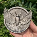 Silver Sheen Obsidian Scarab Carving – Ancient Egyptian Crystal Beetle for Protection & Wealth