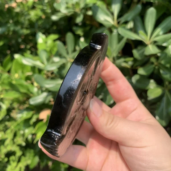 Silver Sheen Obsidian Scarab Carving – Ancient Egyptian Crystal Beetle for Protection & Wealth