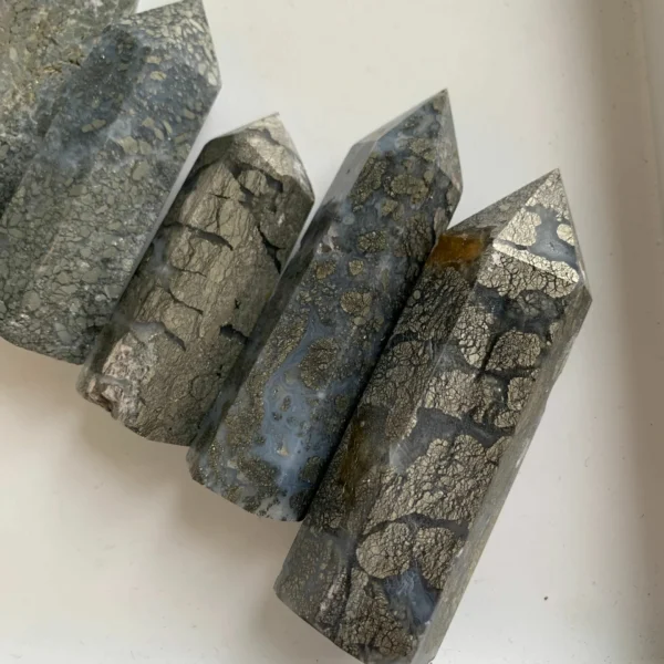 Pyrite Agate Tower Pyrite in Agate Point - Crystal Point Tower Wholesale Free Shipping