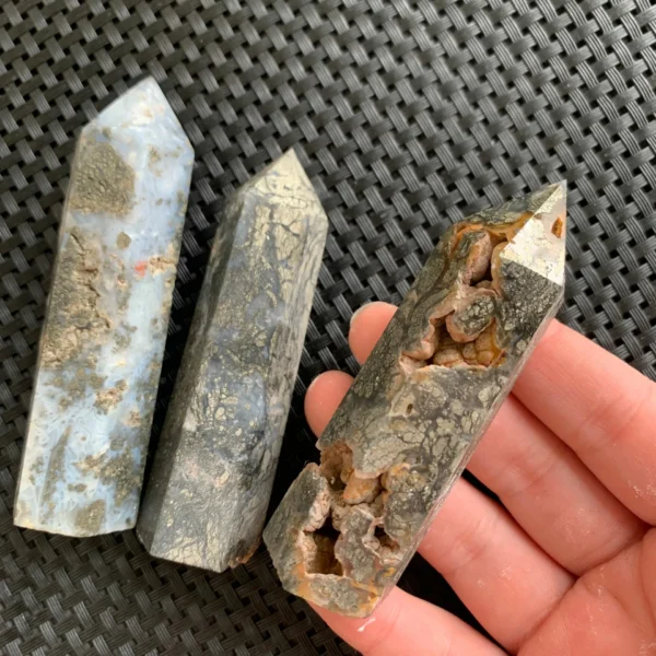 Pyrite Agate Tower Pyrite in Agate Point - Crystal Point Tower Wholesale Free Shipping