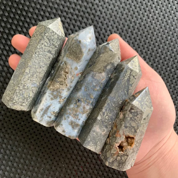 Pyrite Agate Tower Pyrite in Agate Point - Crystal Point Tower Wholesale Free Shipping