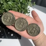 Pyrite Bitcoin Carving – Natural Fool’s Gold Physical Crypto Coin – Crystal Wholesale Free Shipping
