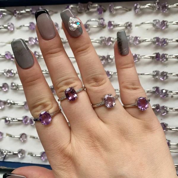 Amethyst Ring 1Piece Purple Crystal Ring Wholesale Jewelry China