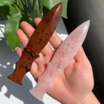 Crystal Dagger Crystal Knife Healing Crystal Dagger Quartz Crystal Dagger Obsidian Dagger 5.9inch