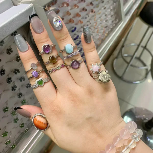 Healing Crystal Ring Adjustable Wholesale Crystal Copper Rings Jewelry Store Supplies