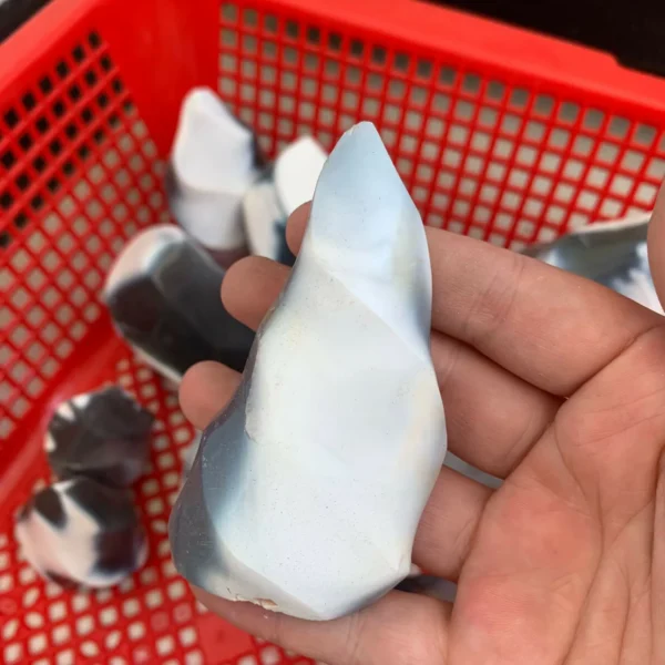 Orca Agate Flame Black and White Agate Flame Sculpture Wholesale