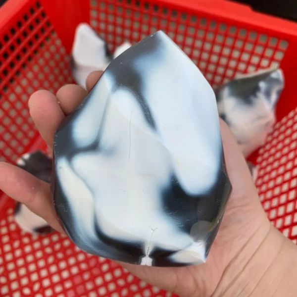 Orca Agate Flame Black and White Agate Flame Sculpture Wholesale