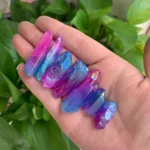 Purple Blue Aura Quartz Point Blue Purple Titanium Coated Crystal Point