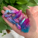 Purple Blue Aura Quartz Point Blue Purple Titanium Coated Crystal Point