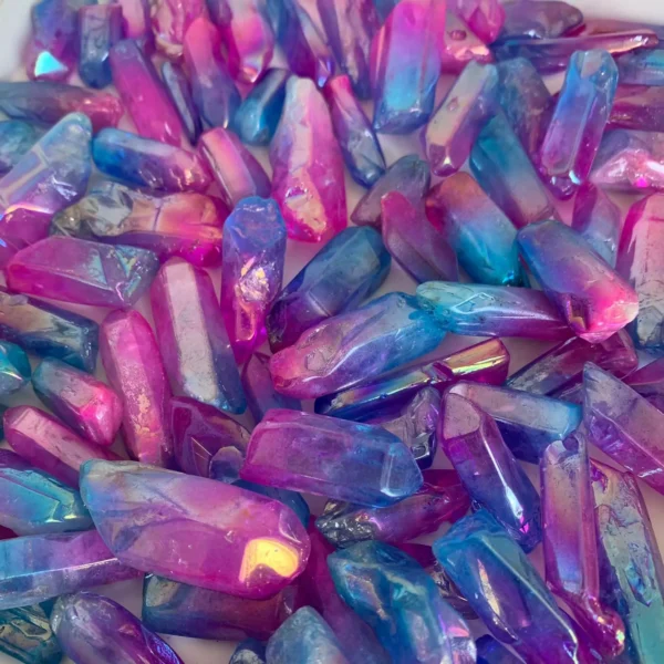 Purple Blue Aura Quartz Point Blue Purple Titanium Coated Crystal Point