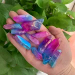 Purple Blue Aura Quartz Point Blue Purple Titanium Coated Crystal Point