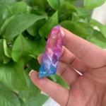 Purple Blue Aura Quartz Point Blue Purple Titanium Coated Crystal Point