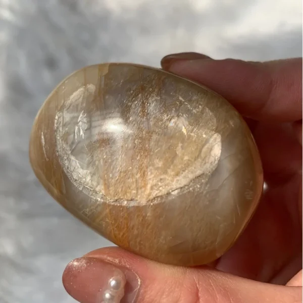 Peach Moonstone Palm Stone Healing Flashy Peach Moonstone Pocket Stone Wholesale Crystal Palms
