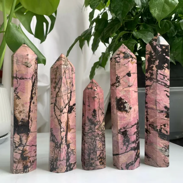 Large Rhodonite Crystal Tower Rhodonite Point 1Piece Wholesale Crystal Towers Bulk Free Shipping