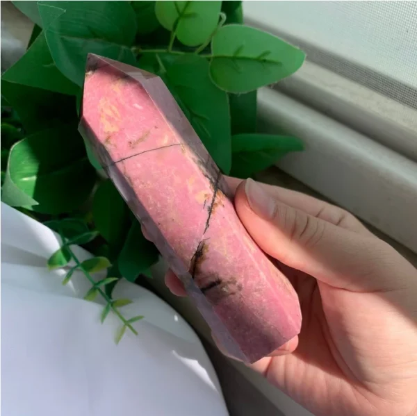 Large Rhodonite Crystal Tower Rhodonite Point 1Piece Wholesale Crystal Towers Bulk Free Shipping