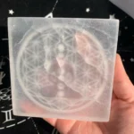 Engraved Selenite Plate 4inch Selenite Charging Plate Crystal Plate With Pattern
