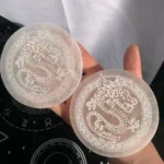 Engraved Selenite Plate 4inch Selenite Charging Plate Crystal Plate With Pattern