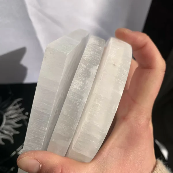 Engraved Selenite Plate 4inch Selenite Charging Plate Crystal Plate With Pattern