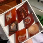 Carnelian Diamond With Stand Crystal Rhombus Red Agate Wholesale