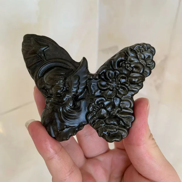 Crystal Butterfly Slab With Angel Carving Sheen Obsidian Butterfly Healing Crystal Butterfly