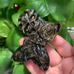 Crystal Butterfly Slab With Skull Carving Sheen Obsidian Butterfly Healing Crystal Butterfly