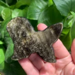 Crystal Butterfly Slab With Skull Carving Sheen Obsidian Butterfly Healing Crystal Butterfly