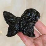 Crystal Butterfly Slab With Skull Carving Sheen Obsidian Butterfly Healing Crystal Butterfly