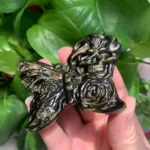 Crystal Butterfly Slab With Skull Carving Sheen Obsidian Butterfly Healing Crystal Butterfly