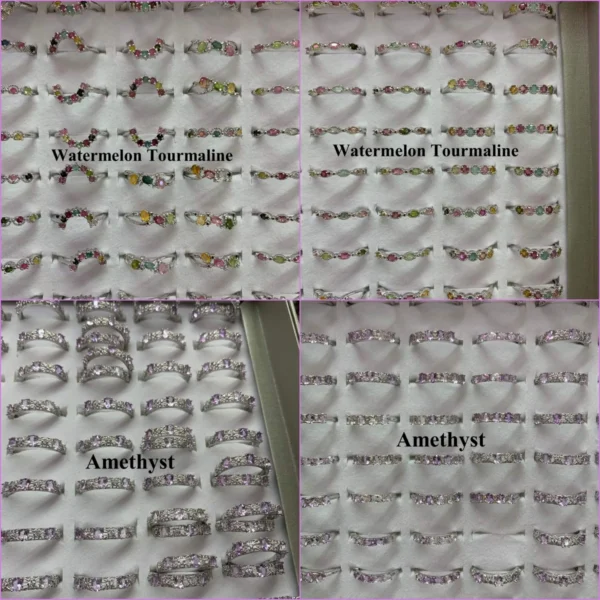 Healing Crystal Ring Adjustable Wholesale Crystal Copper Rings Jewelry Store Supplies