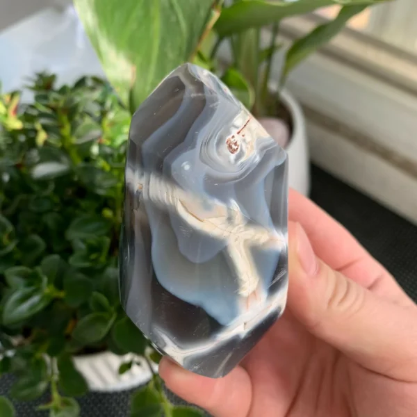 Orca Agate Flame Black and White Agate Flame Sculpture Wholesale