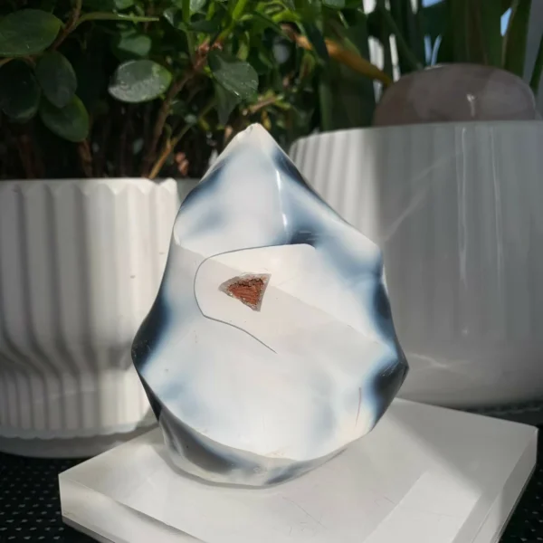 Orca Agate Flame Black and White Agate Flame Sculpture Wholesale