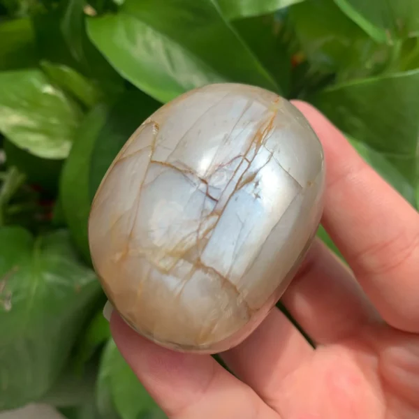 Peach Moonstone Palm Stone Healing Flashy Peach Moonstone Pocket Stone Wholesale Crystal Palms